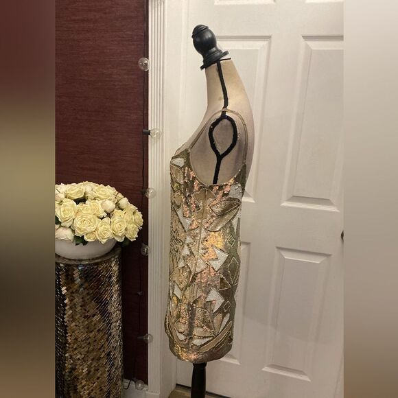 Needle & Thread Beige Sequin Dress, US6 - Picture 6 of 10